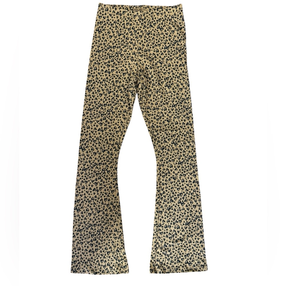 Old Navy High-Waisted Flared Leggings Girls XL Beige/Leopard Heart pattern NEW